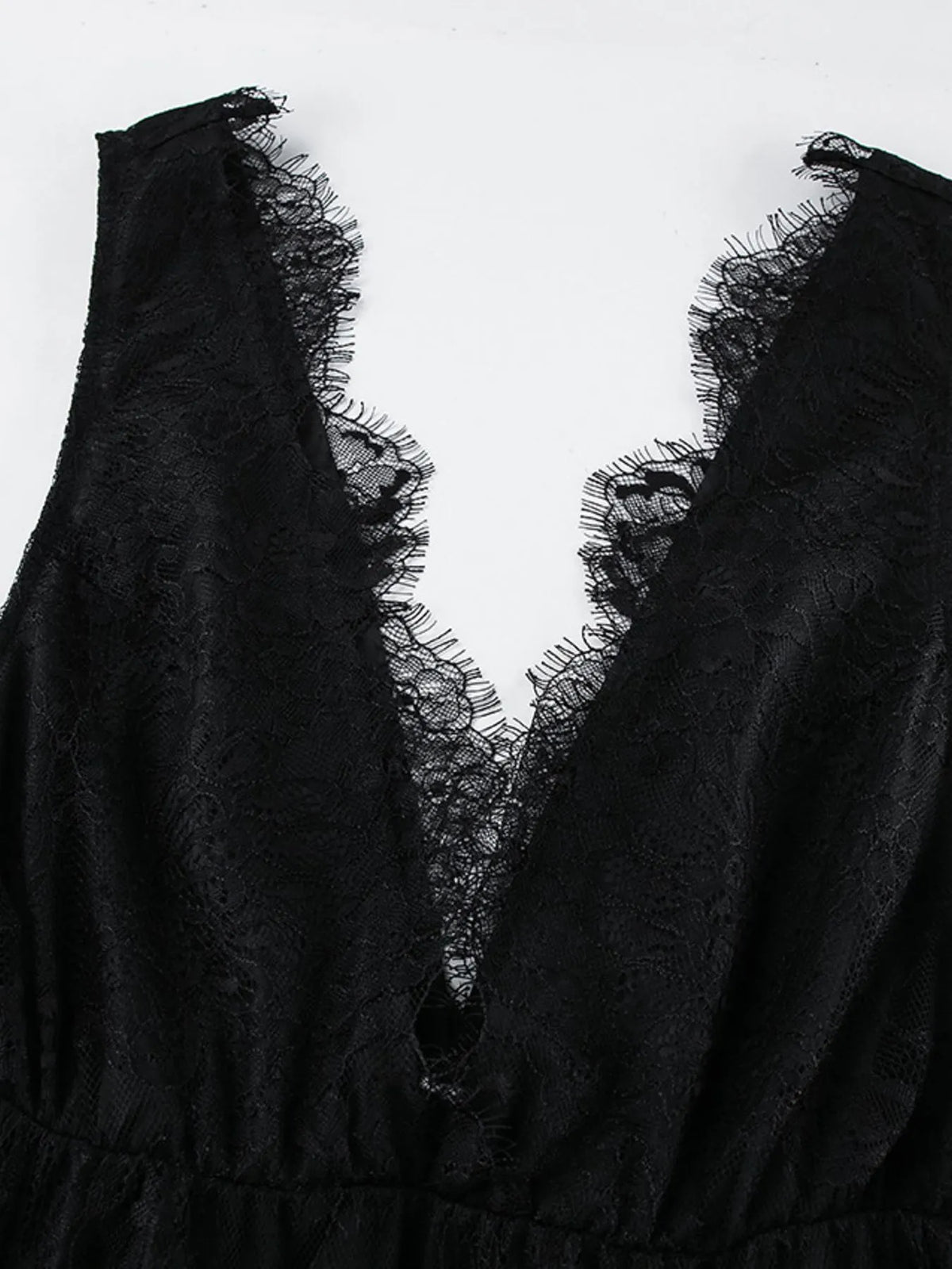 lace deep v neck maxi dress full length view