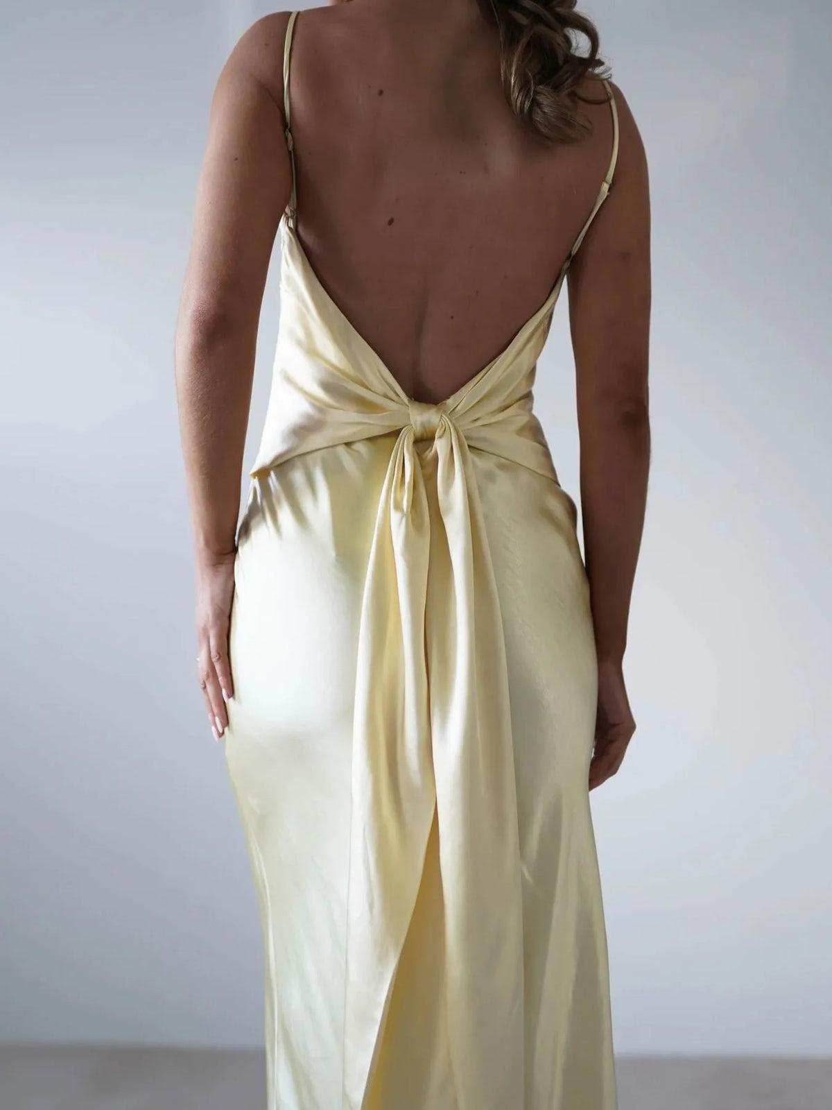 satin backless cami dress sleeve detail