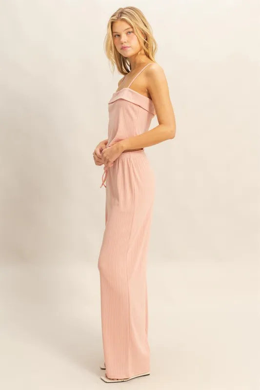 Rib Knit Cami Top and Pants Set side view