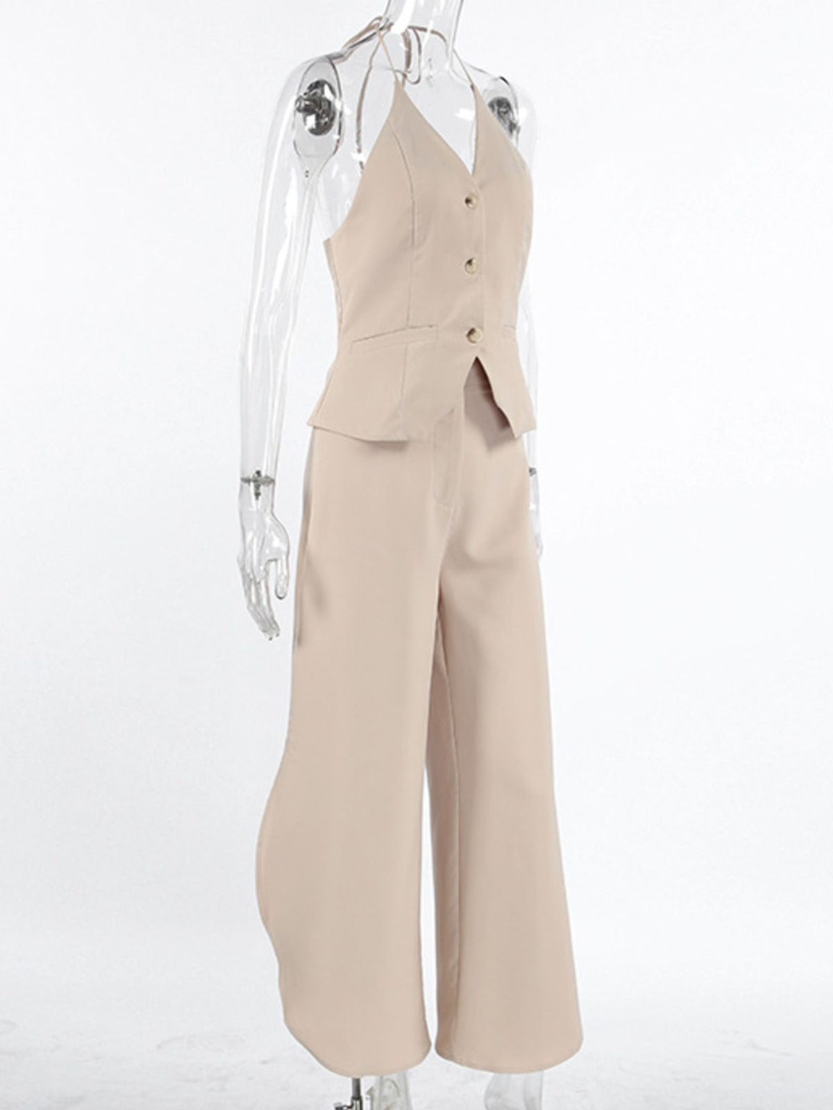 Halter Neck Vest and Wide Leg Pants Set, view 6