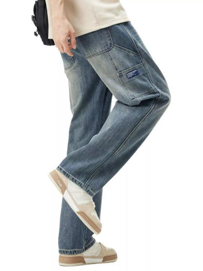 Men's Washed Wide Leg Jeans - Fashorio