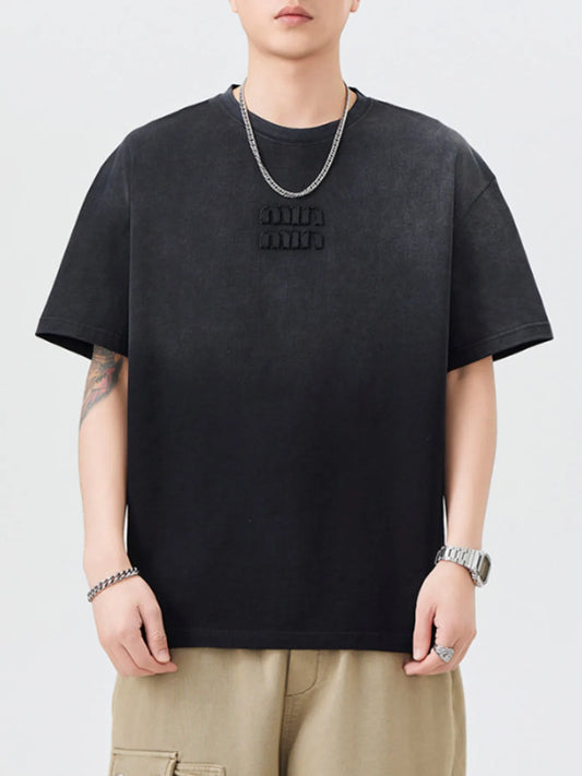 Men's Plus Size Round Neck Short Sleeve T-Shirt Black - Fashorio