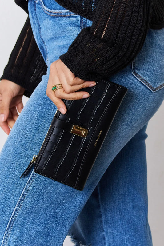 David Jones Texture PU Leather Wallet BLACK One Size - Fashorio