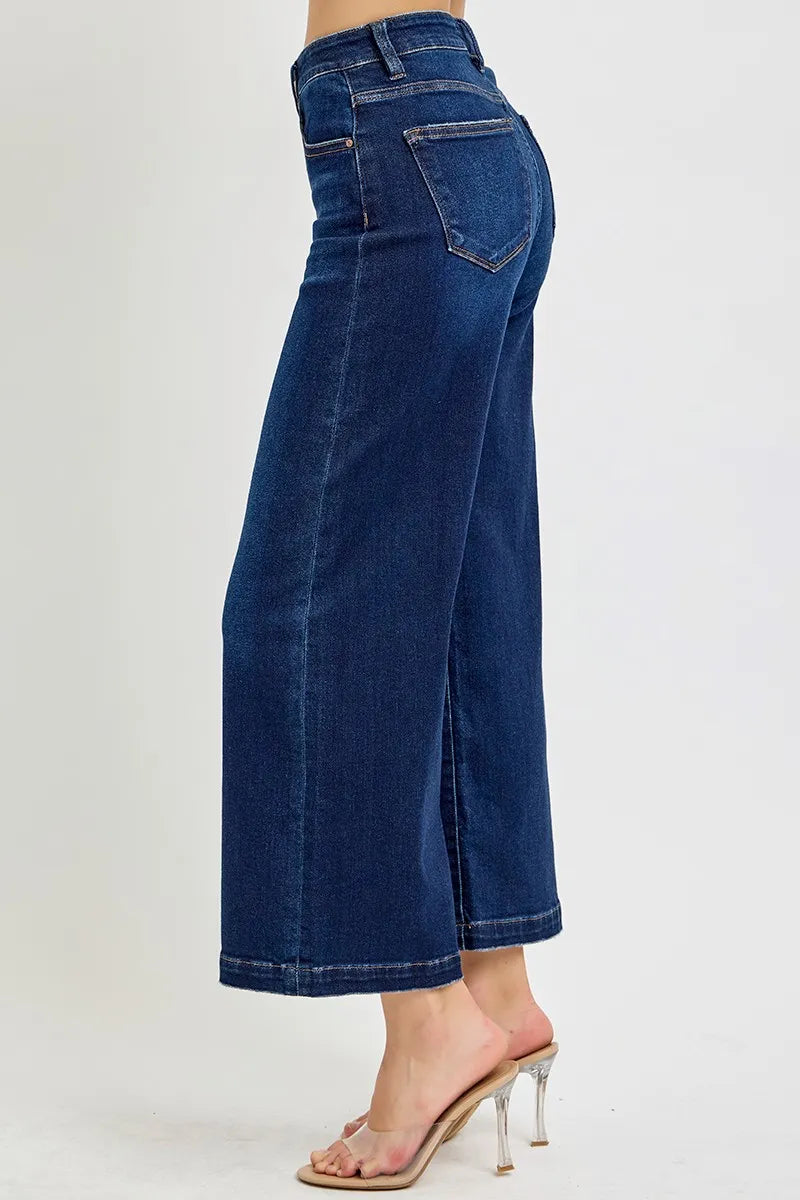 RISEN High Rise Crop Wide Jeans - Fashorio