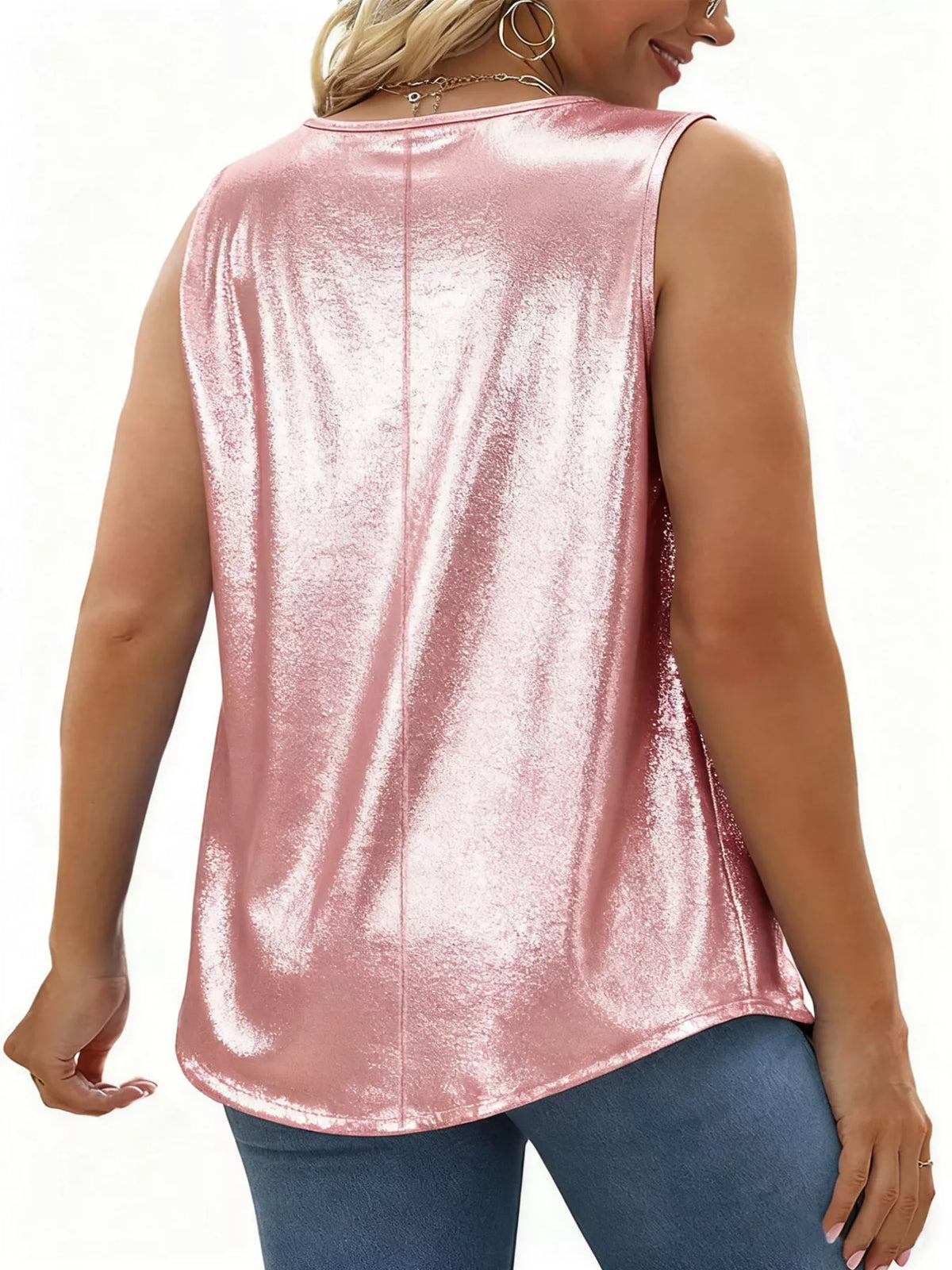 Square neck tank top in gold