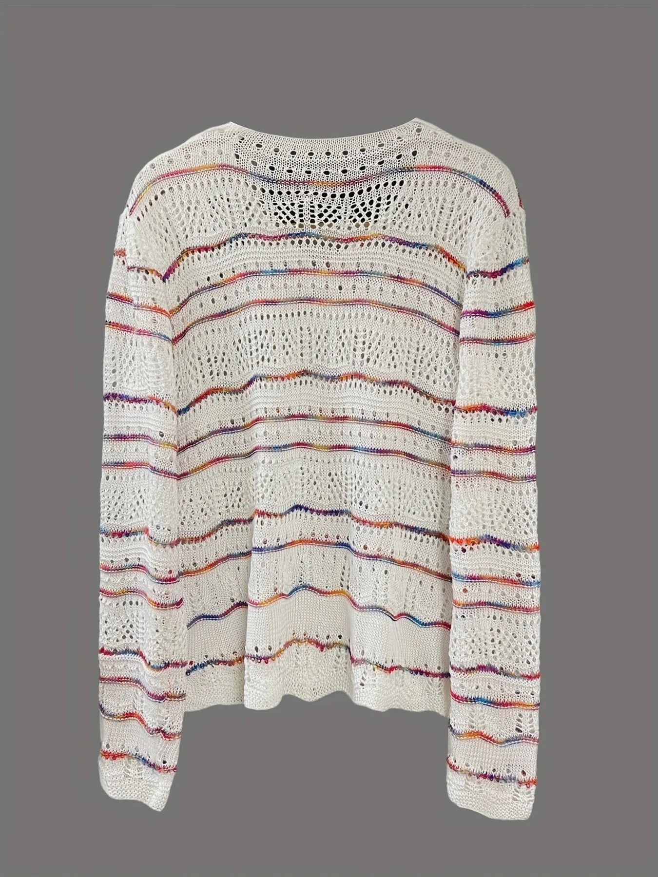 Openwork Long Sleeve Knit Top - Fashorio