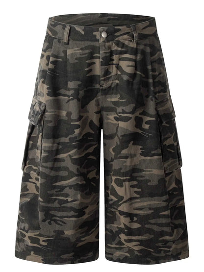 Men's Full Size Camouflage Cargo Denim Shorts Plus Size - Fashorio