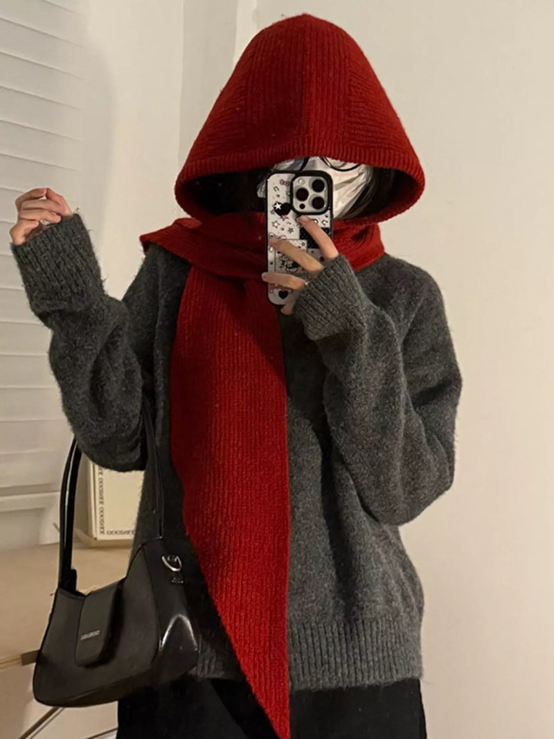 Cozy knit winter scarf front view