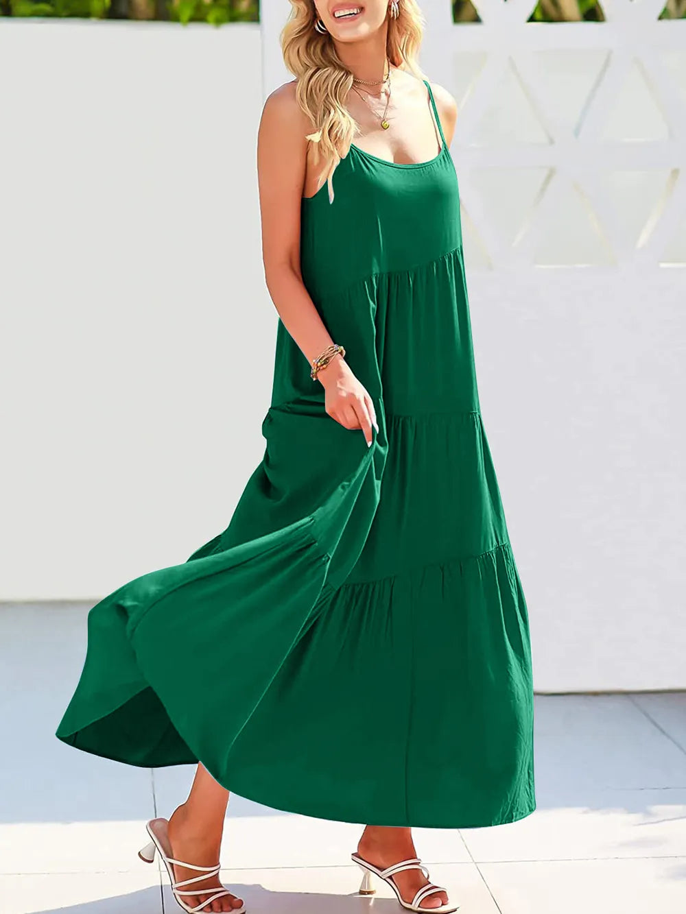 Tiered maxi dress skirt detail