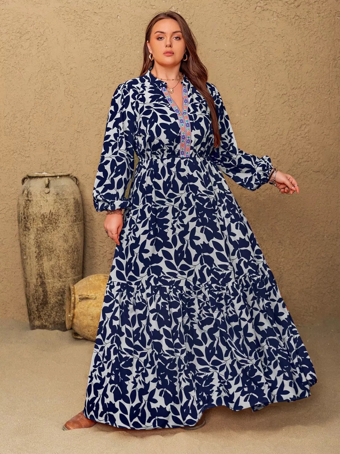 Indigo floral maxi dress full length