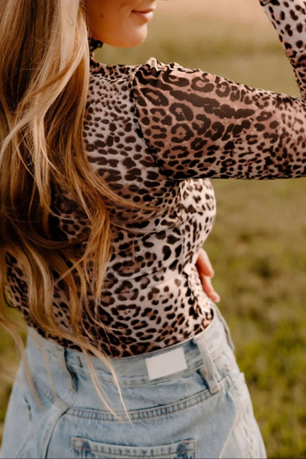 Turtleneck Leopard Long Sleeve Bodysuit - Fashorio