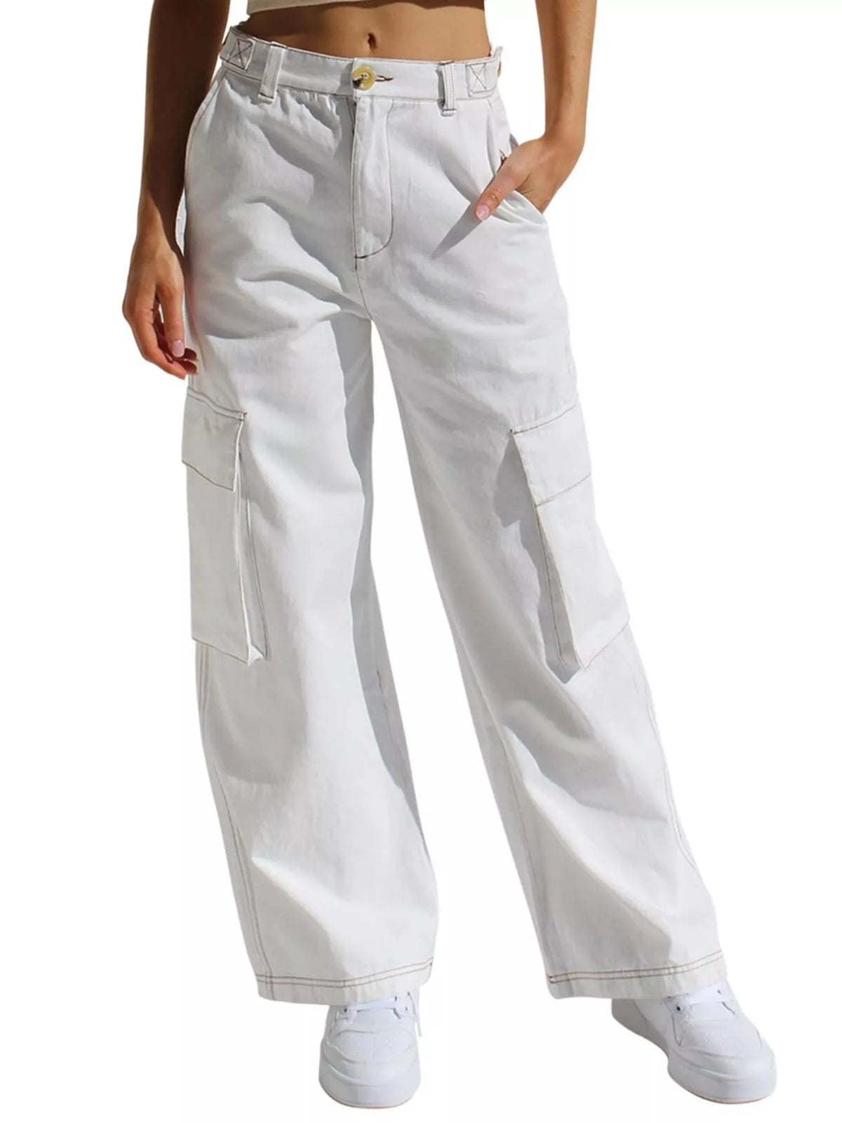 Utility cargo jeans full length look