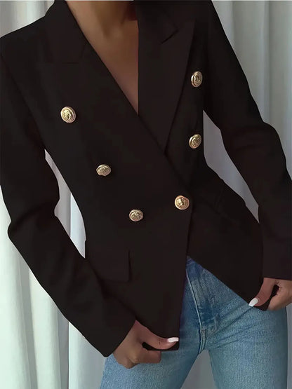 Decor Button Lapel Collar Blazer - Fashorio