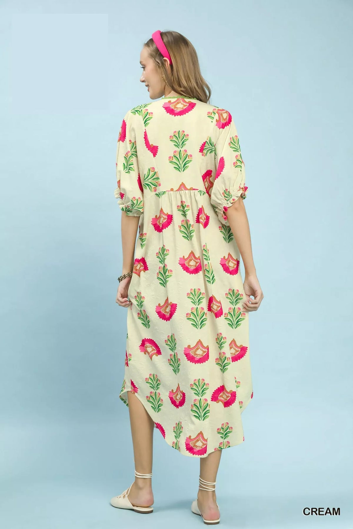 Abstract Print V Neck Midi Dress detail