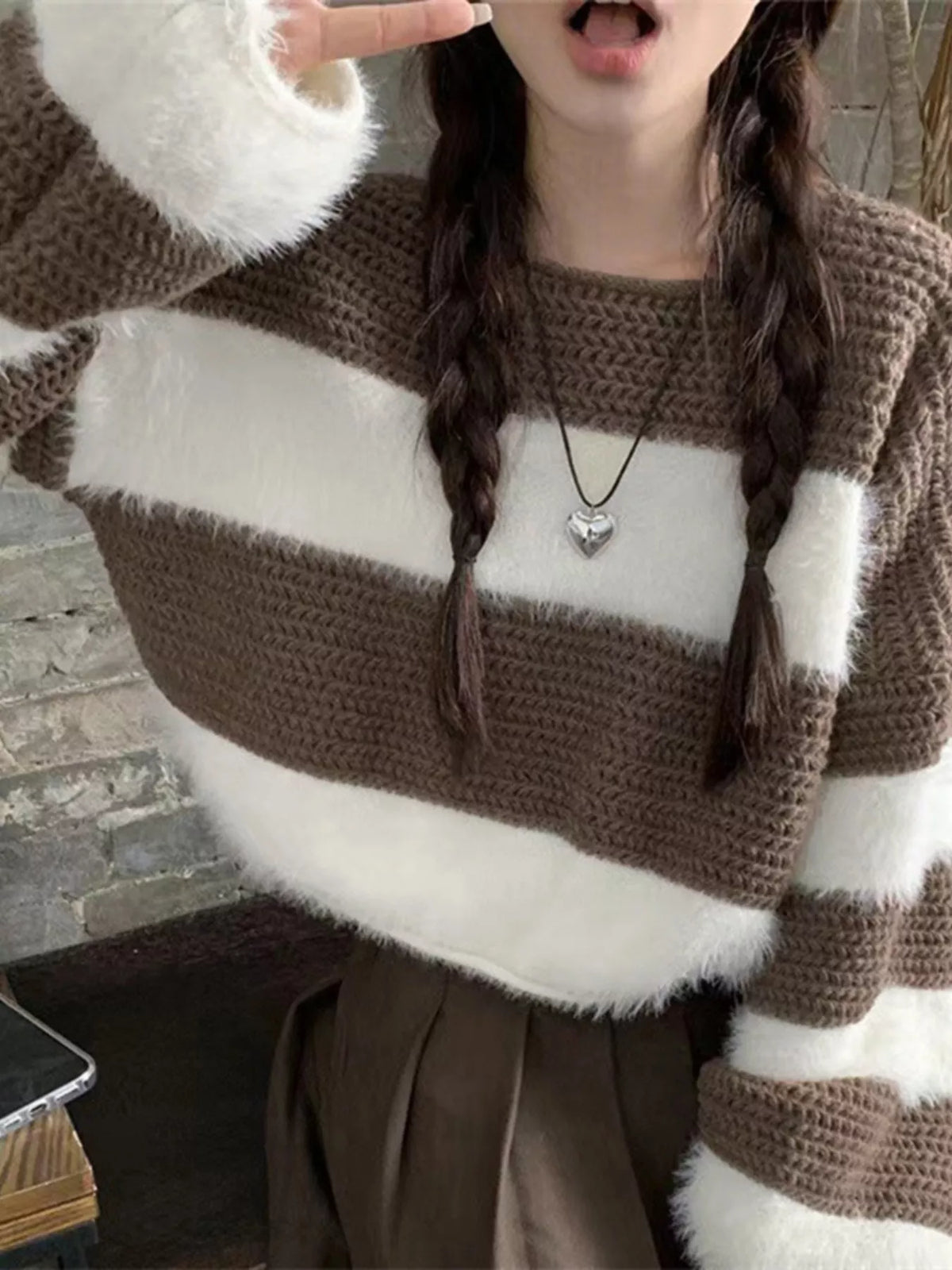 color block drop shoulder sweater knit texture detail