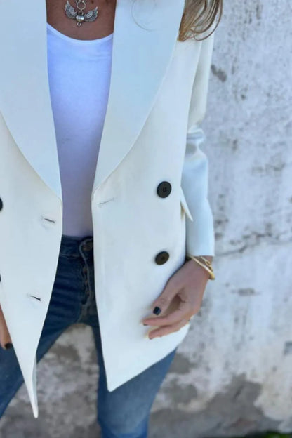 Full Size Collared Neck Long Sleeve Blazer - Fashorio