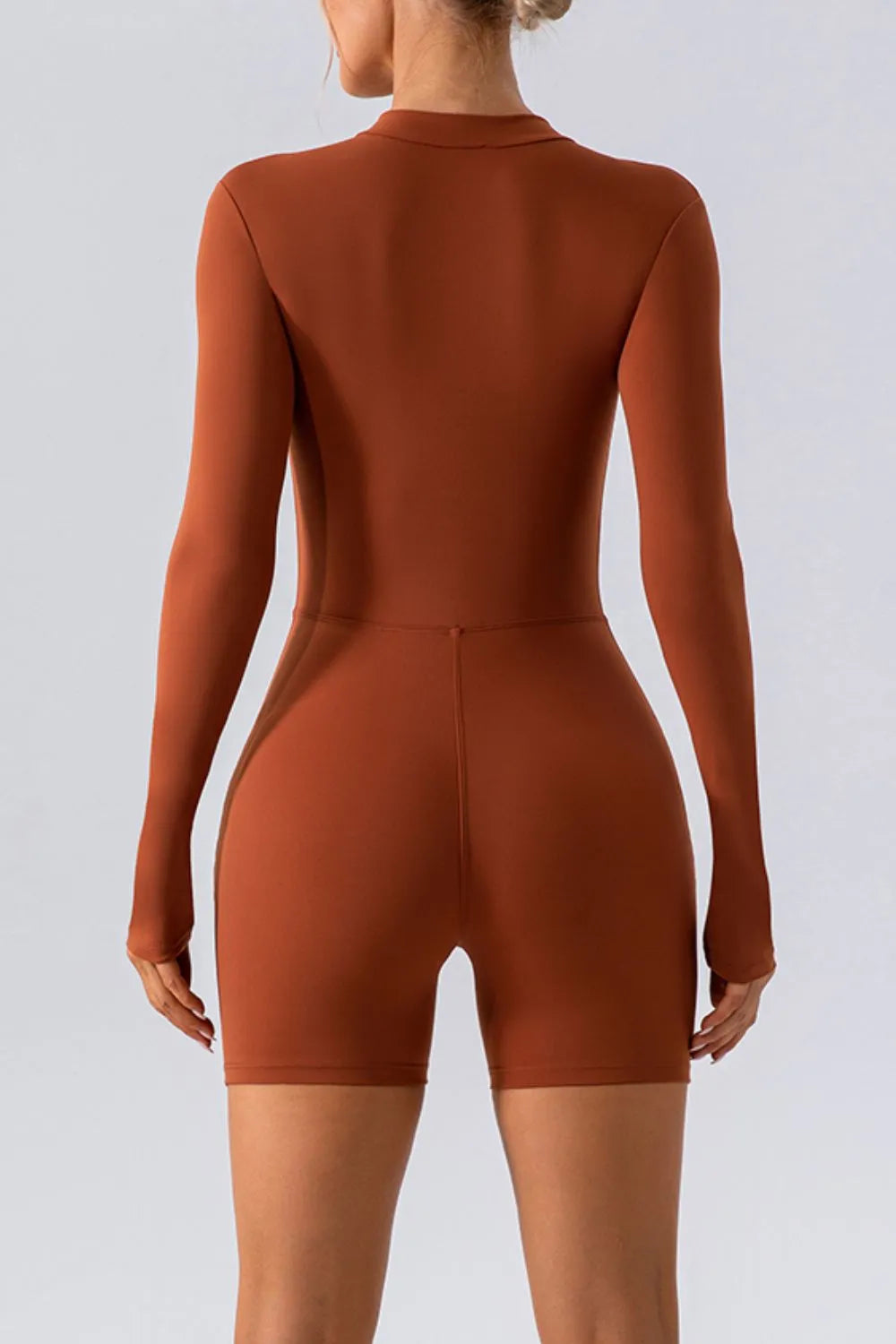half zip active romper back view