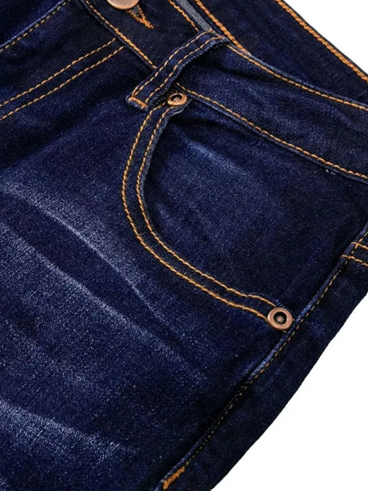 Back view of flare jeans with pockets