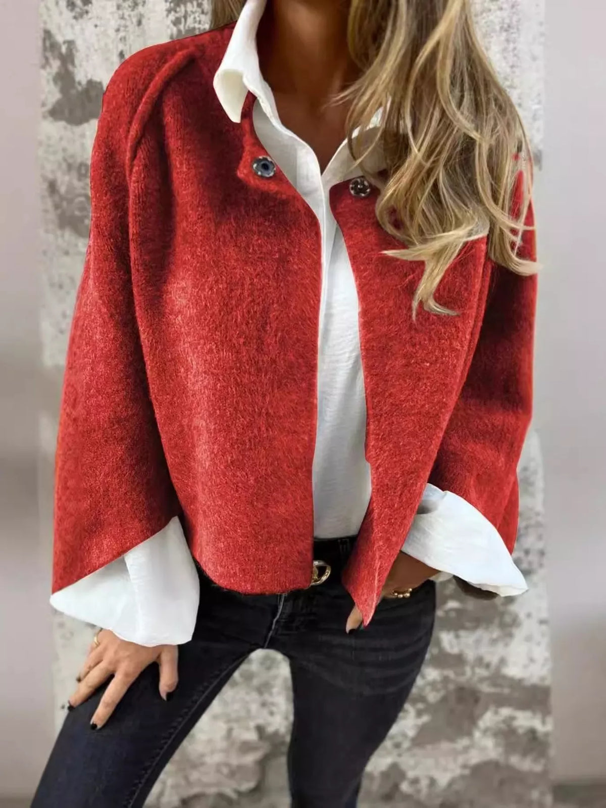 Dropped Shoulder Fuzzy Knit Cardigan Plus Size, view 15