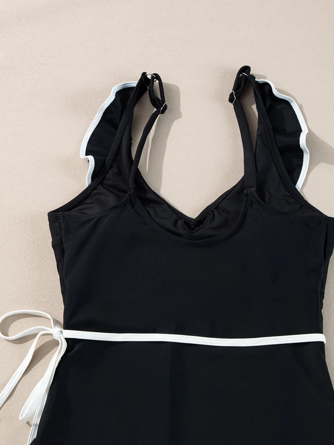 Ruffle Trim V-Neck One-Piece Swimsuit - Fashorio