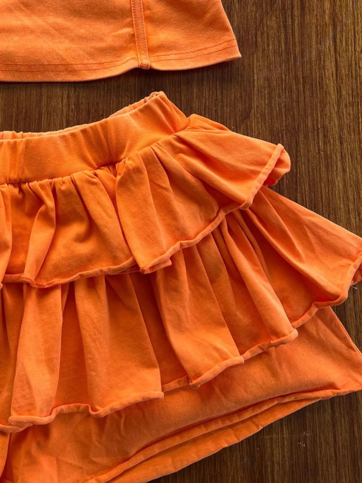 Cami and ruffled skirt angle view