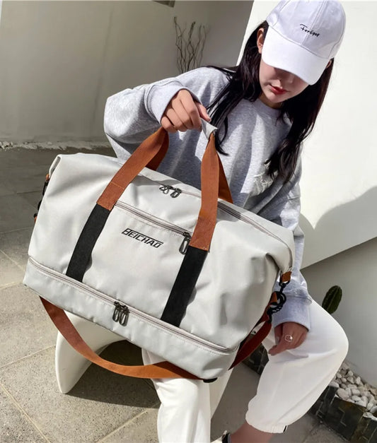 Oxford Cloth Oversize Travel Bag Gray One Size - Fashorio