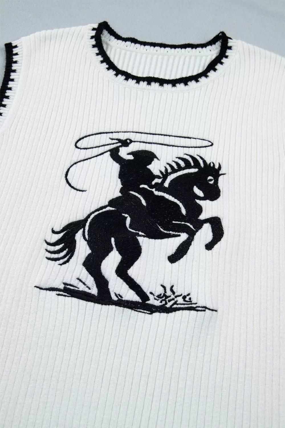 Rodeo Cowboy Contrast Trim Sweater Vest, view 6