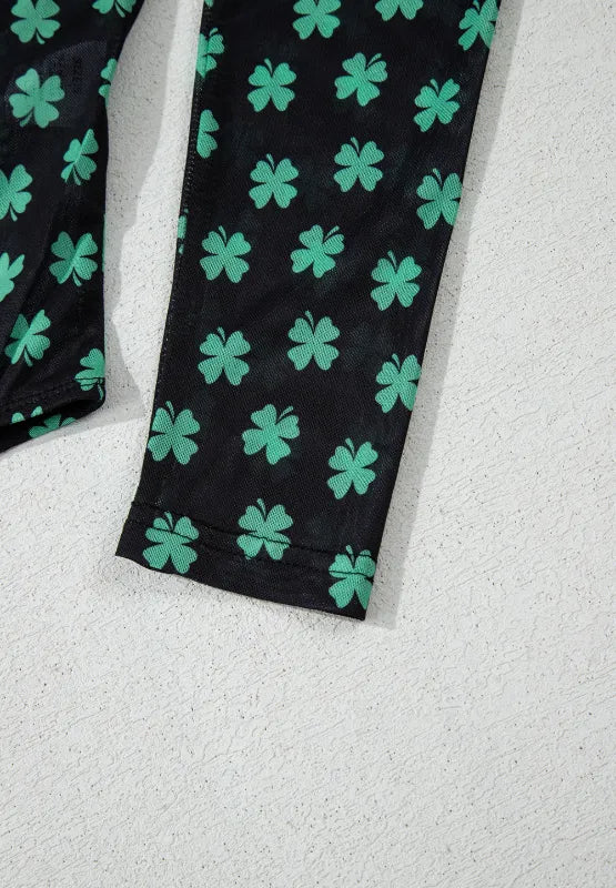 Lucky Clover Mock Neck Long Sleeve Bodysuit - Fashorio