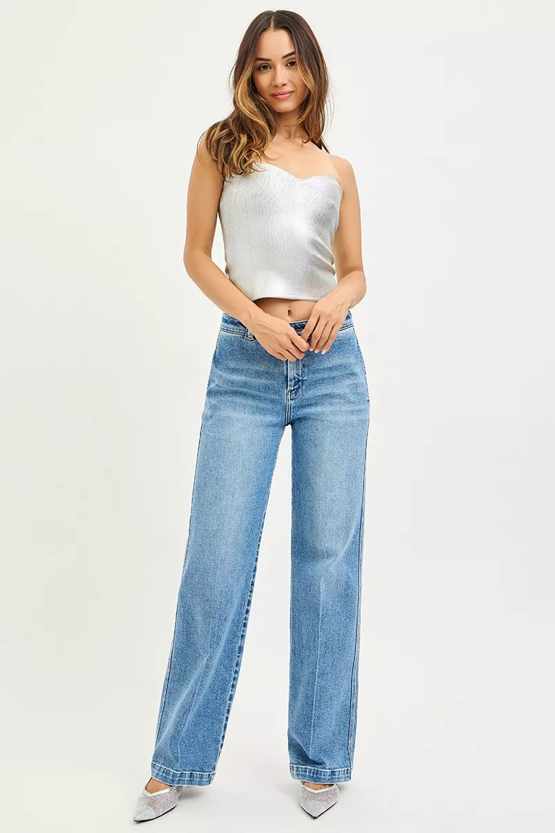 RISEN womens slouchy straight jeans styled outfit