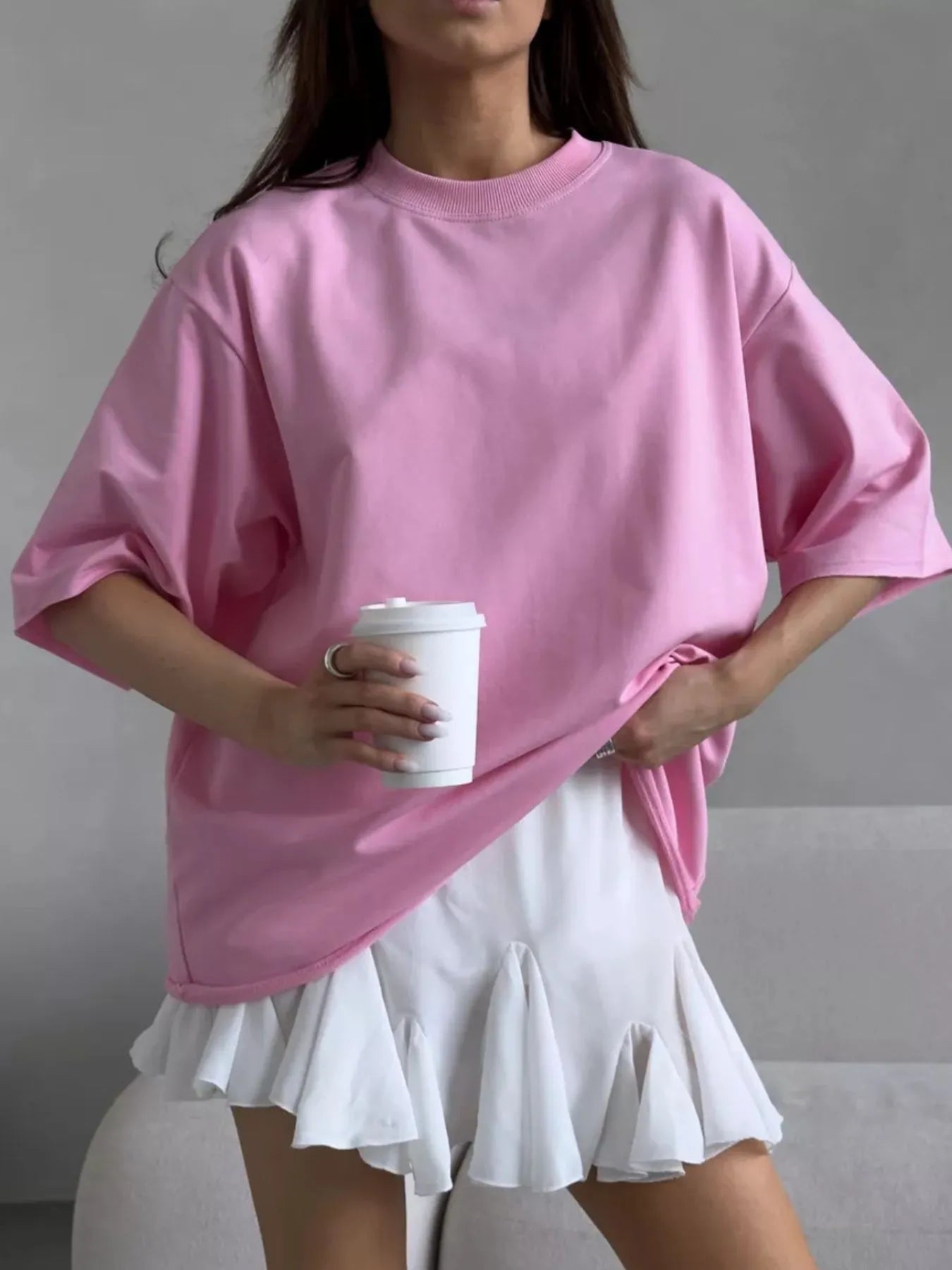 Round Neck Half Sleeve Oversized T-Shirt - Fashorio