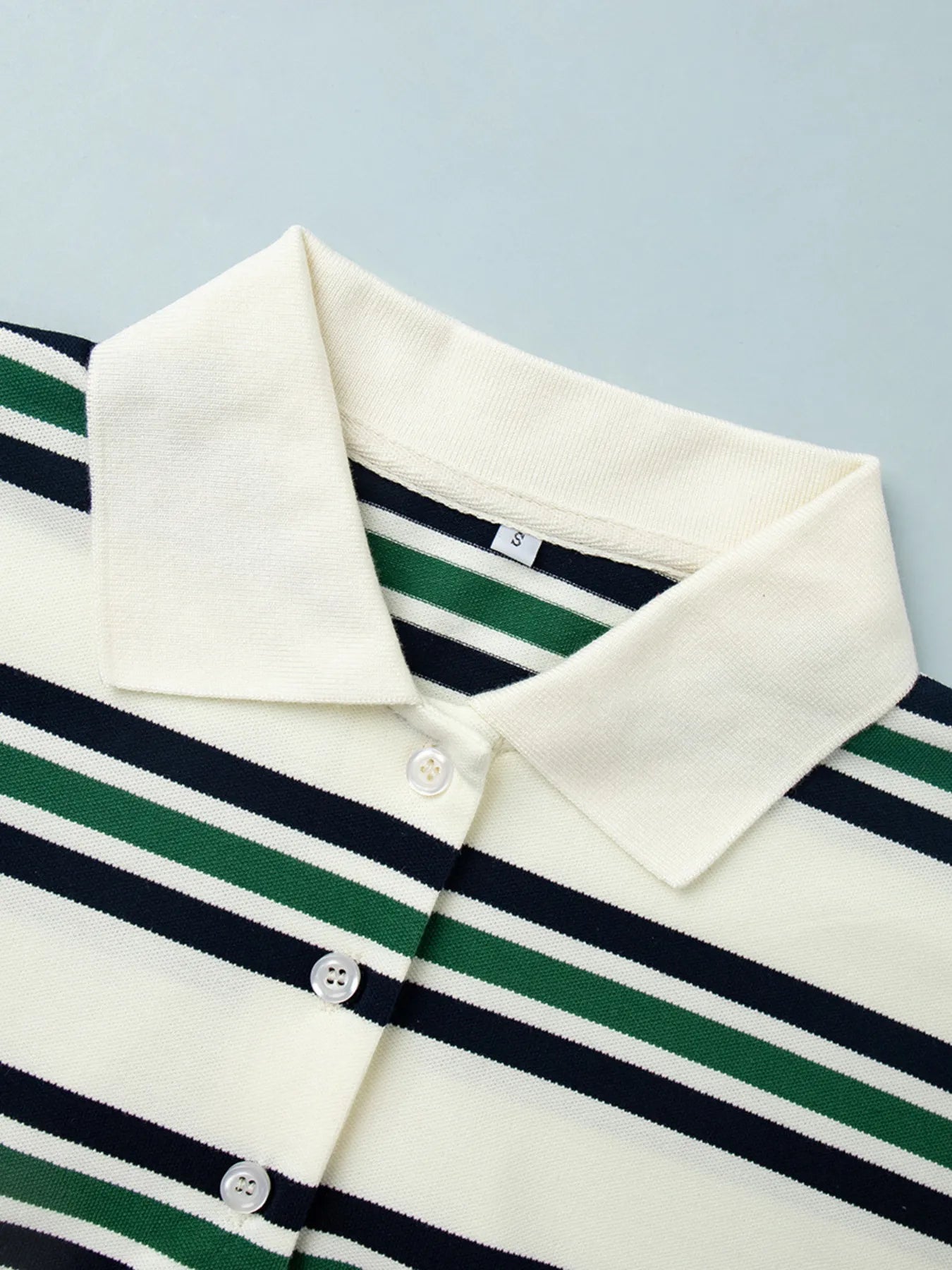 Striped Polo T-Shirt with Contrast Collar - Fashorio