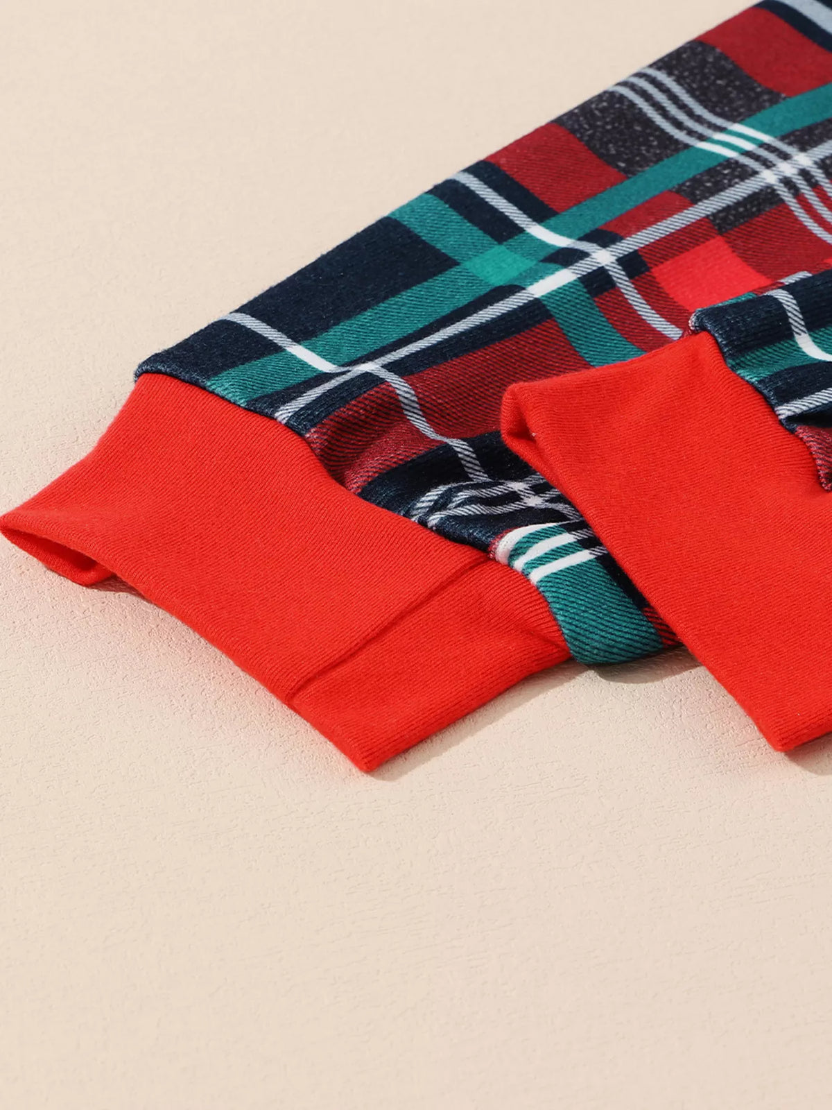 Coordinated plaid pajama set back styling