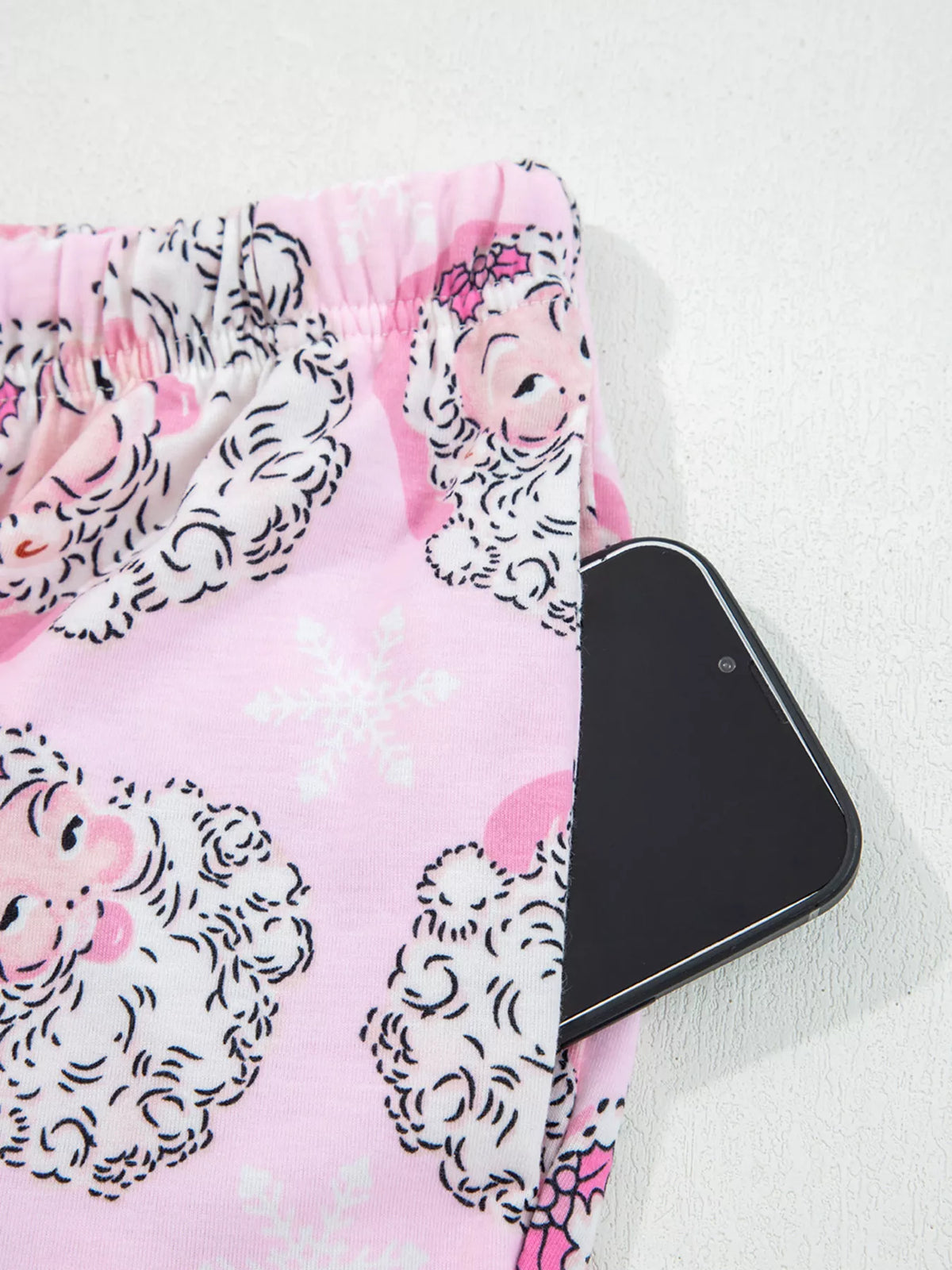 Santa Claus Print V Neck Tee and Pants Two Piece Set, view 8