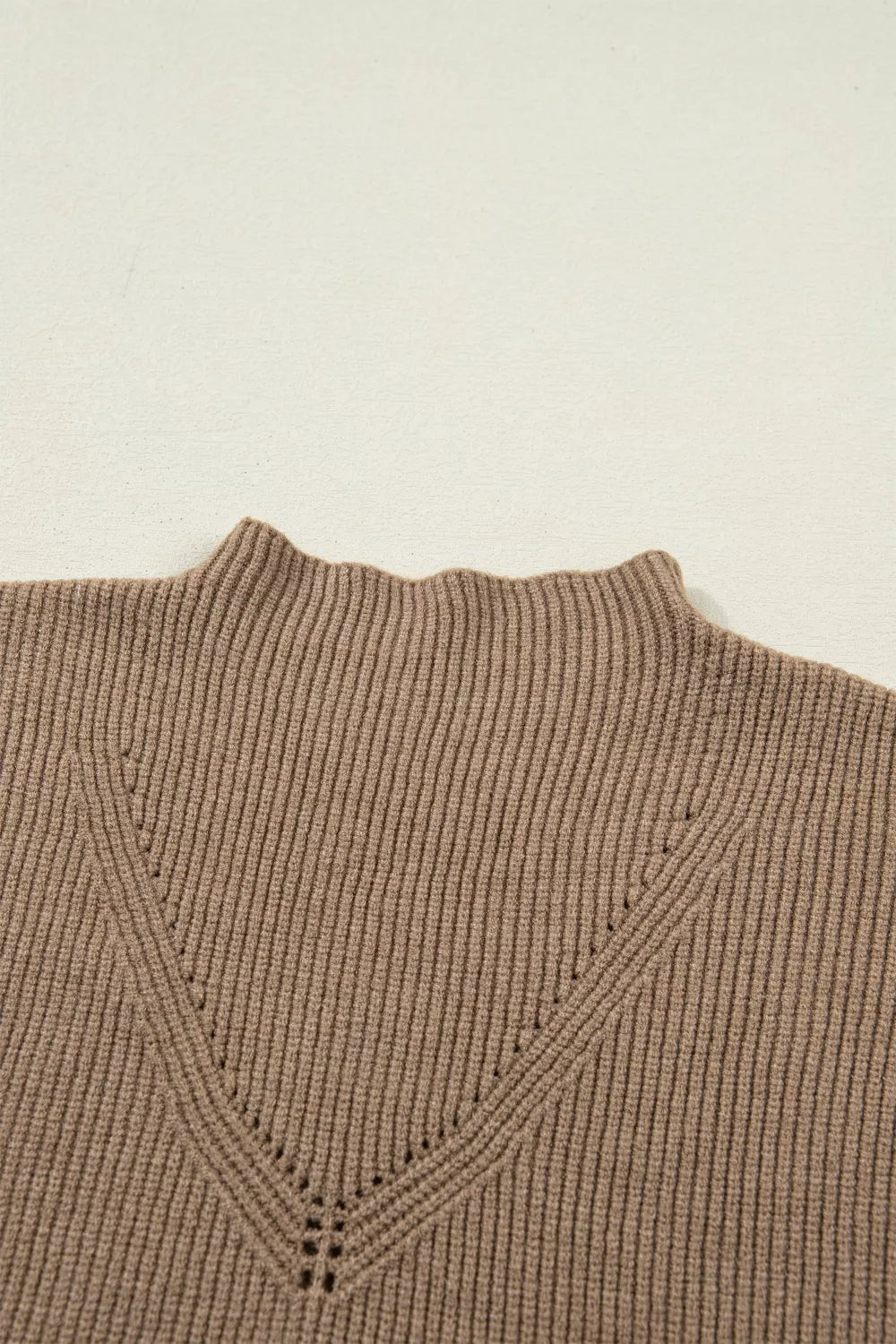 Taupe Ribbed Mock Neck Sweater Vest, view 5