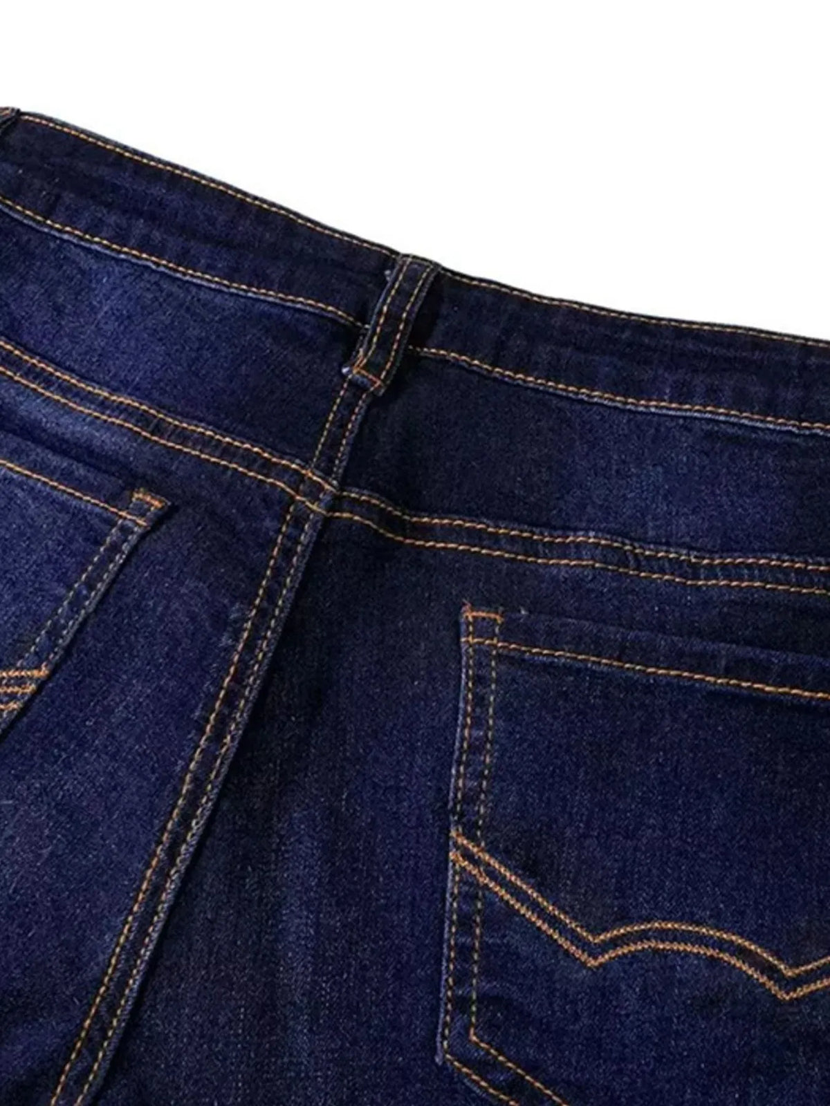 Full length styling of blue flare jeans
