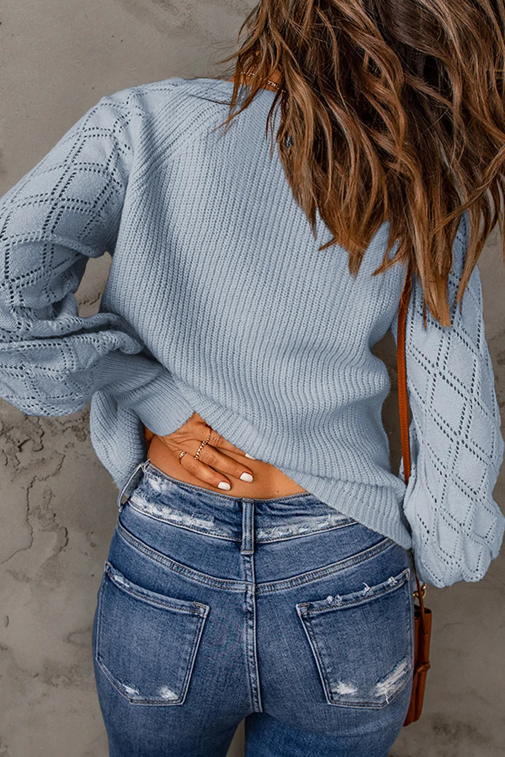 Openwork V-Neck Button Up Cardigan - Fashorio