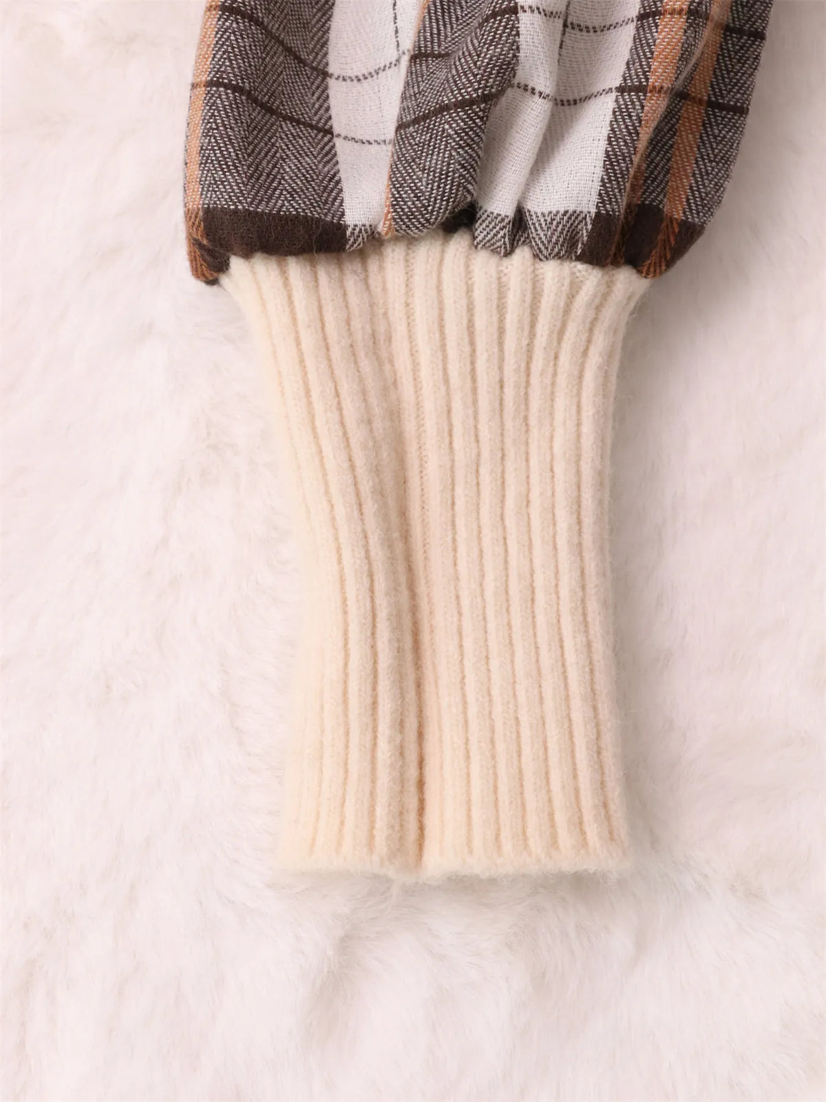 Plaid Belted Long Sleeve Sweater Dress detail