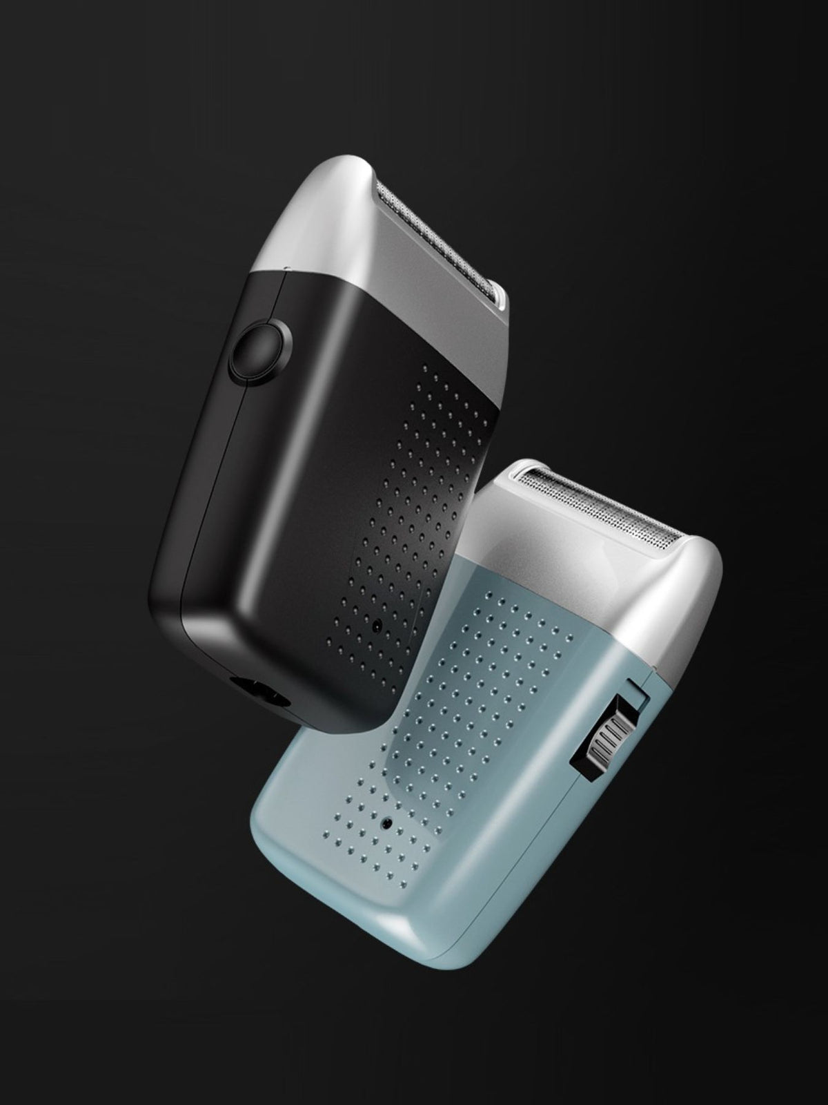 Electric shaver in black front view
