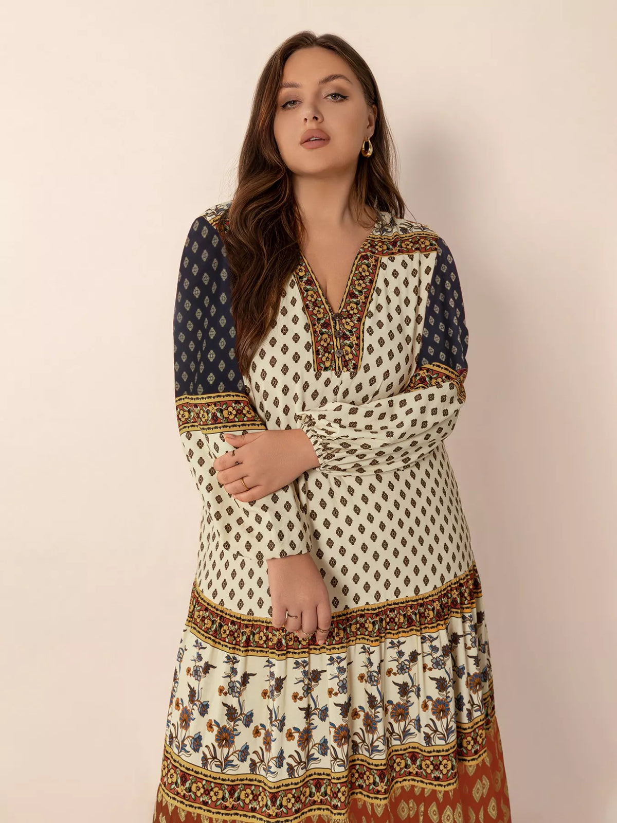 Caramel maxi dress button front detail