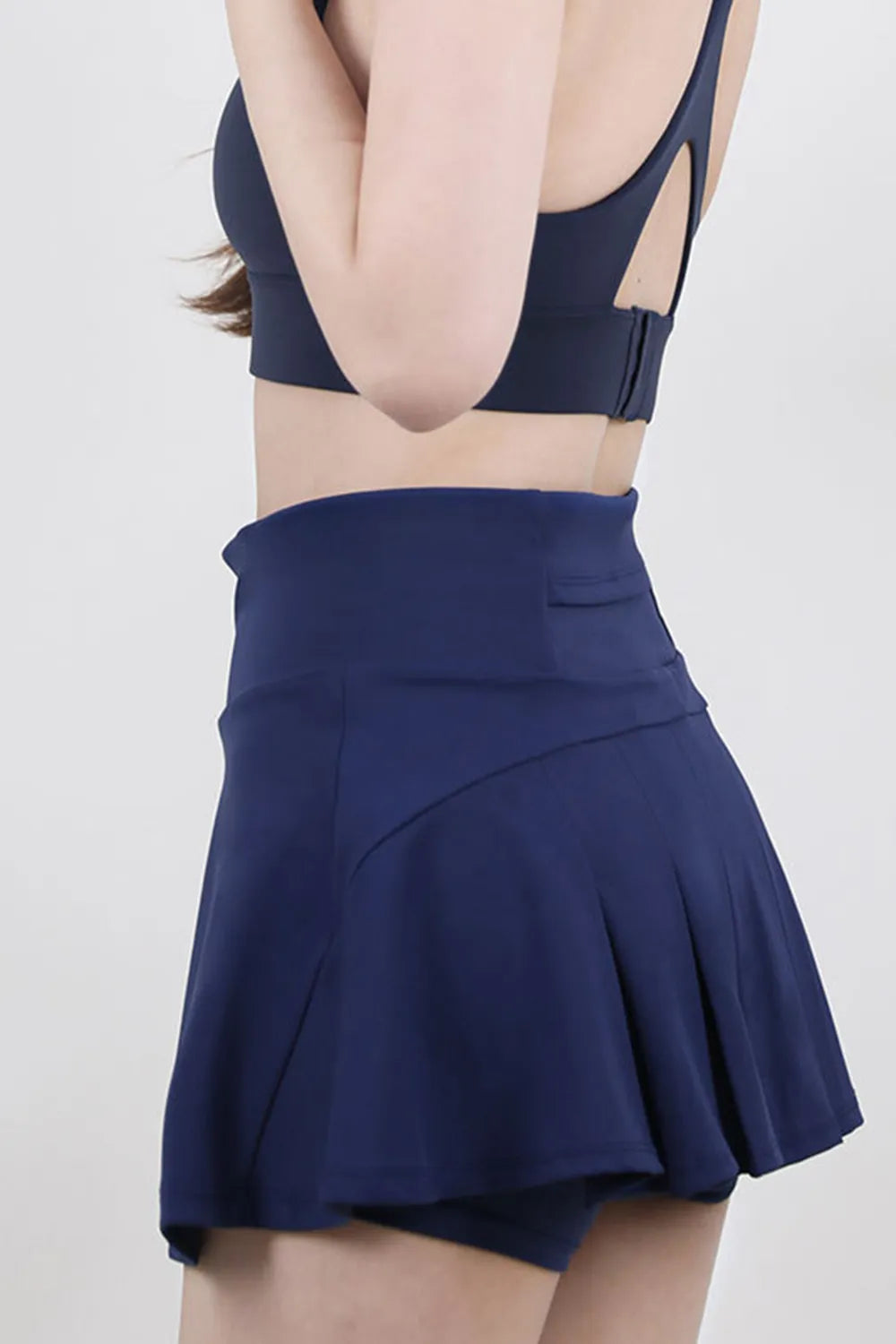 High waist pleated active skirt front view