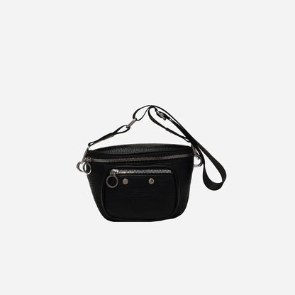 Texture PU Leather Crossbody Bag Black One Size - Fashorio