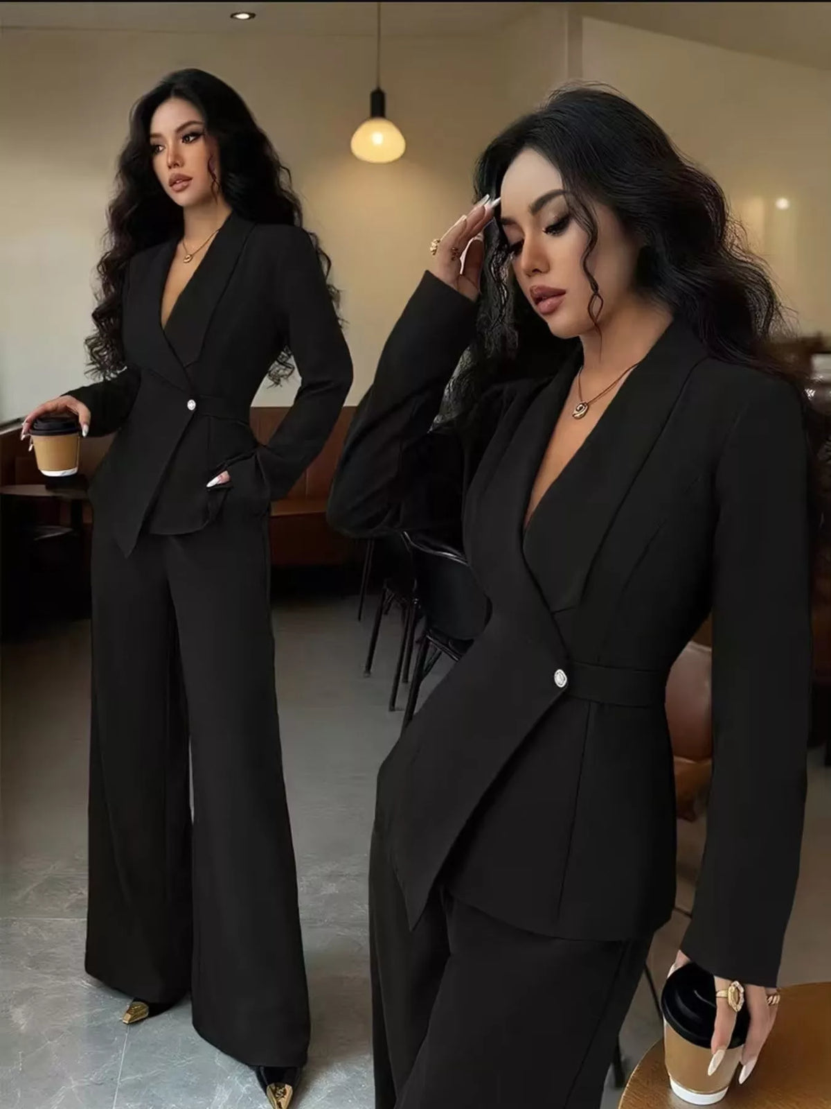 One Button Blazer and Pants Set, view 35