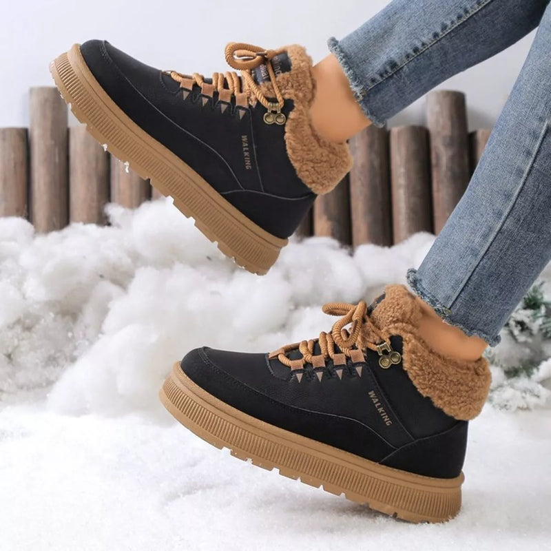 Lace up platform ankle boots front view