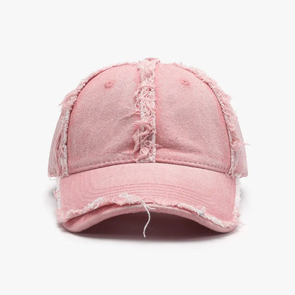 Raw Hem Cotton Baseball Cap Dusty Pink One Size - Fashorio