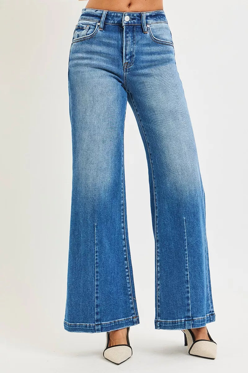RISEN mid rise flared jeans side profile