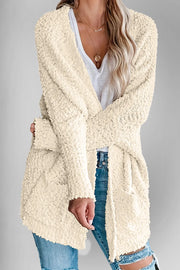 Double Take Pocketed Open Front Long Sleeve Cardigan - Fashorio