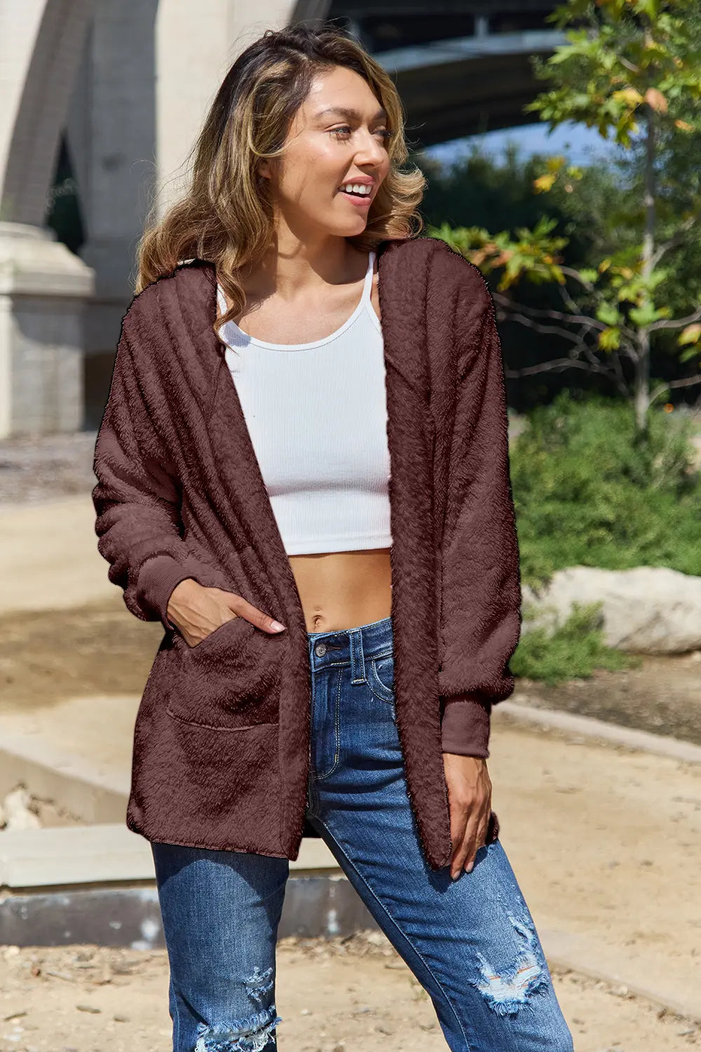 Teddy fleece jacket side view