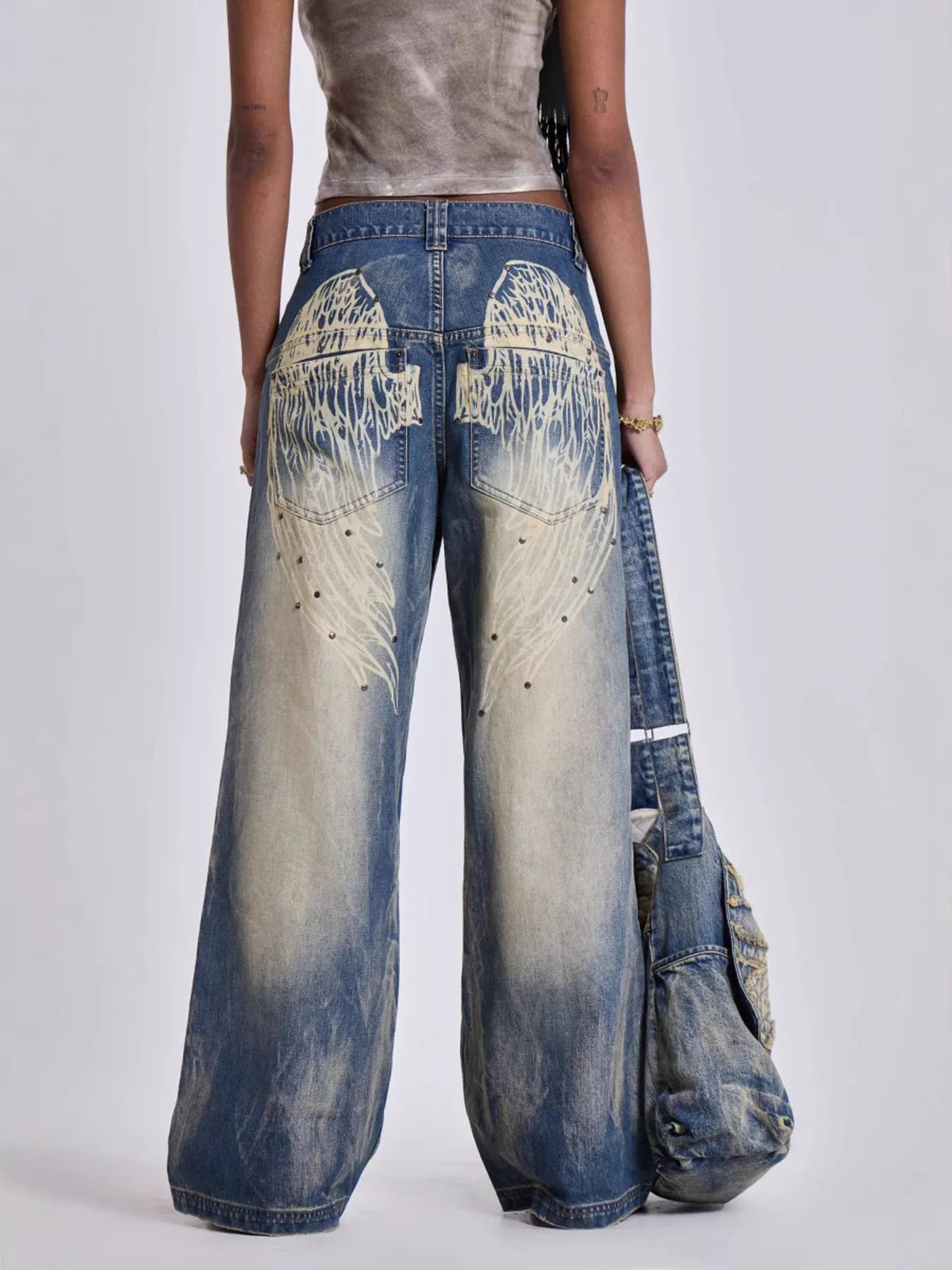 Faded vintage wash denim texture