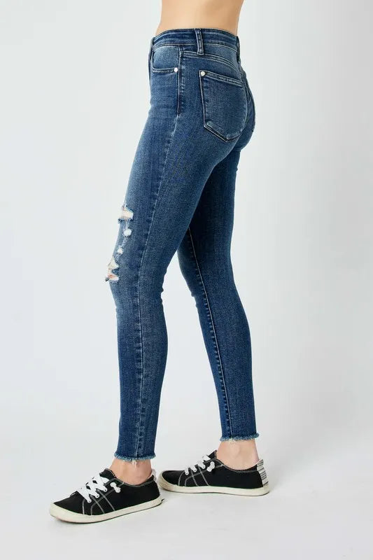 Judy Blue High Waist Distressed Skinny Jeans styled look