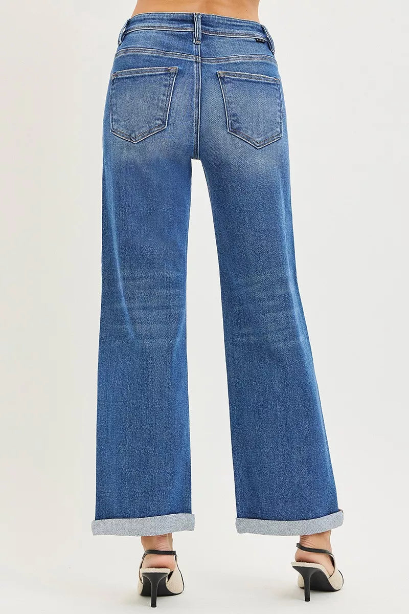 RISEN plus size relaxed straight jeans full length styling